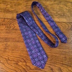 HARRY ROSEN X TINO COSMA Men's  Geometric Floral Patterned Silk Tie Italy